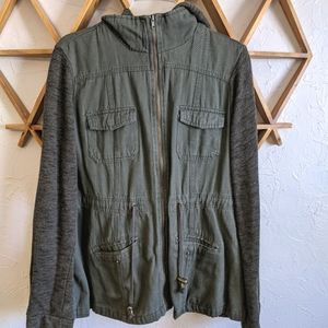 Charlotte Russe Olive Knit Utility Anorak Jacket